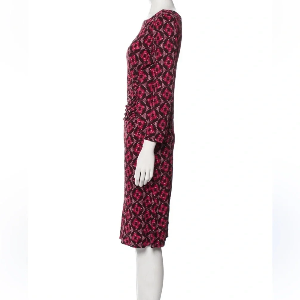 Tory Burch Elegant printed Red and Black Patterned knee length Dress size M